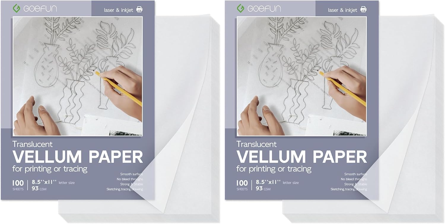 Vellum Paper 5x7 Pre-Folded - Goefun 120 Sheets Vellum Jackets for 5x7 Invitations 115GSM Translucent Paper for Invitations Wraps, Greeting Cards, Envelope Liners, Wedding, Baby Shower (Pack of 2)