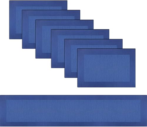 Miniatura 310 de PIGCHCY Juego de 6 manteles individuales beige de vinilo PVC duraderos para mesa de comedor, manteles individuales resistentes al calor, Beige -