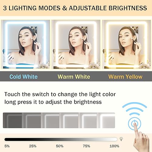 Miniatura 3 de Escritorio de maquillaje blanco con espejo y luces, mesa de tocador de maquillaje con espejo iluminado, 7 cajones de almacenamiento, tocador moderno