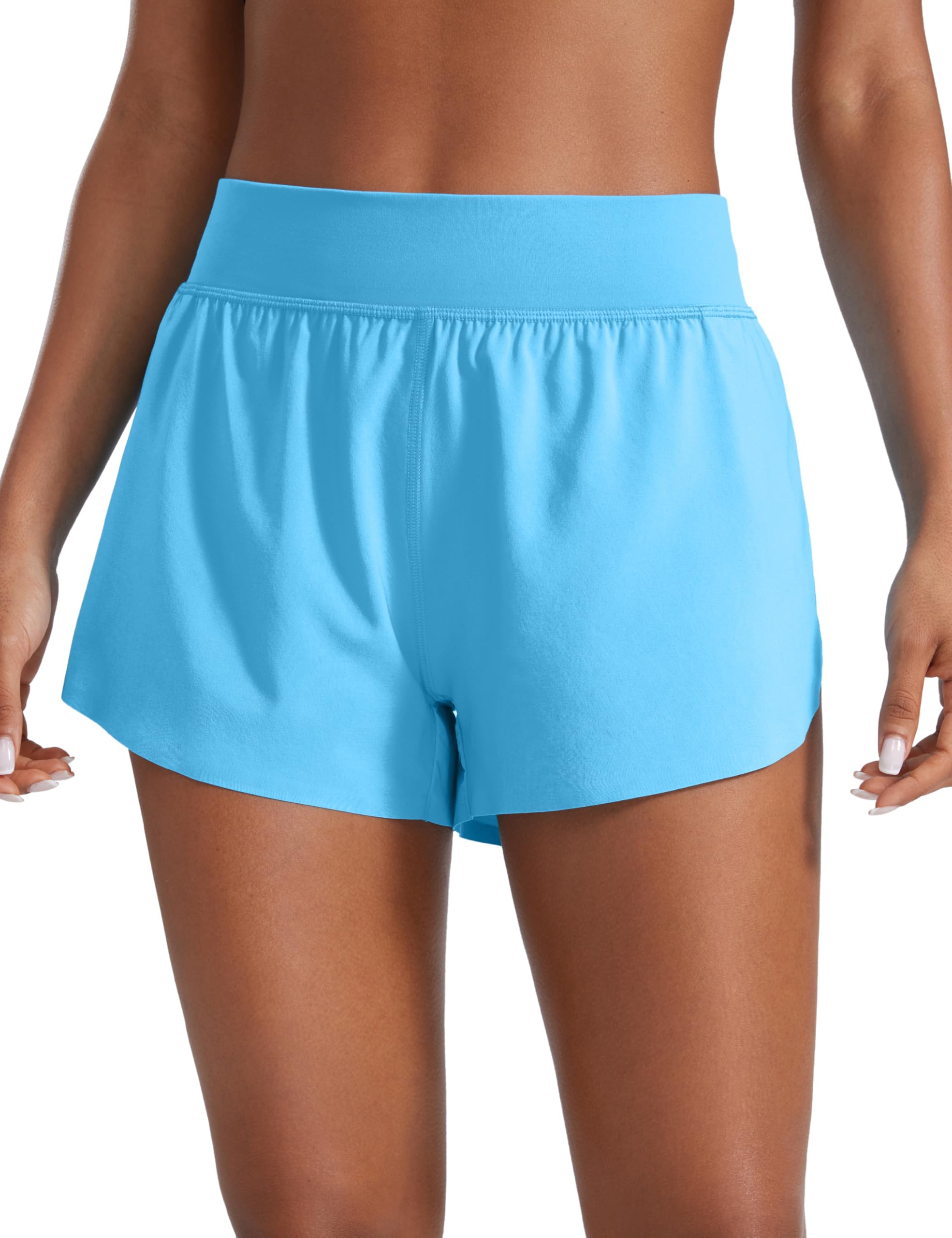 CRZ YOGA High Waisted Split Running Shorts for Women 3" - Comfy Mesh Liner for Workout Athletic Gym Track Quick Dry