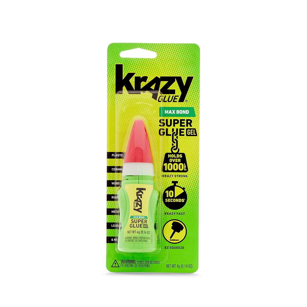 Elmer's Krazy Glue Maximum Bond Super Glue, No-Run Gel, Maximum Control, 4-Gram
