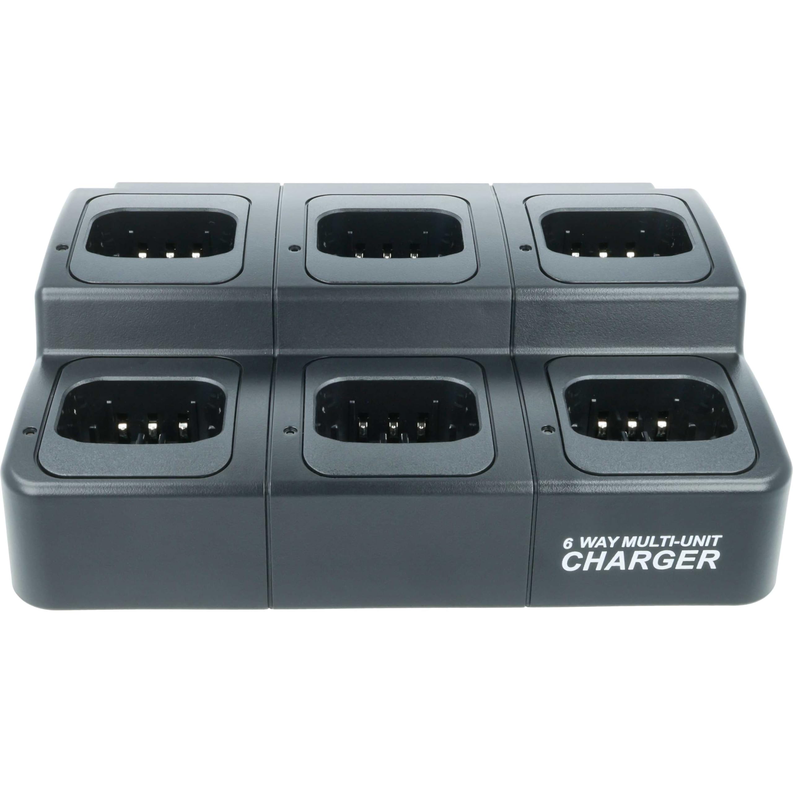 vhbw Caricabatterie 6 vani compatibile con Icom BP-252 batterie per radio - Stazione di ricarica + alimentatore + cavo alimentazione, 8,4V