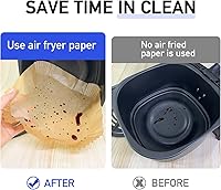 Vista 3 de 100 forros de papel desechables para freidora de aire, forros cuadrados para freidora de aire, papel pergamino antiadherente para freidoras de aire