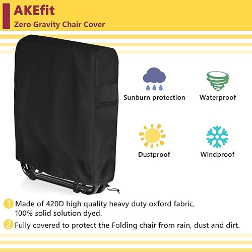 Miniatura 4 de AKEfit Funda plegable impermeable para sillas de gravedad cero para exteriores, resistente a los rayos UV, protege de la lluvia y el sol, 1 unidad
