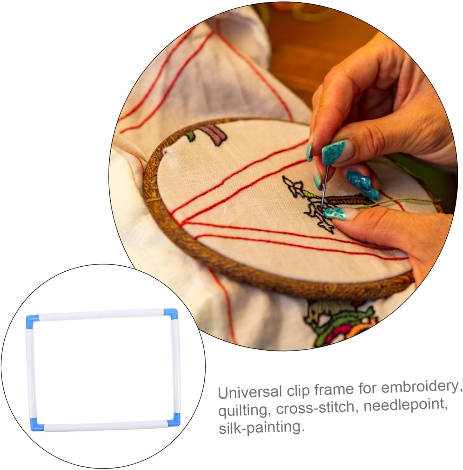 Gadpiparty PVC Clip Embroidery Frame for Cross Stitch 30x40cm Portable Quilting Tool for Needlework Projects and Crafts for Beginners and Experienced Artists Random Color