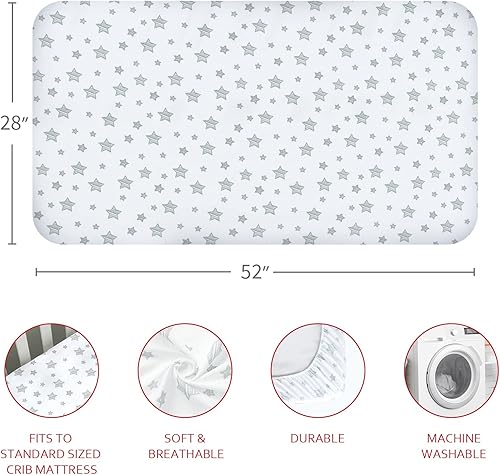 Miniatura 6 de Sábanas de cuna para niños o niñas, paquete de 4, sábana bajera para cuna de tamaño estándar y colchones de niño pequeño, sábanas suaves