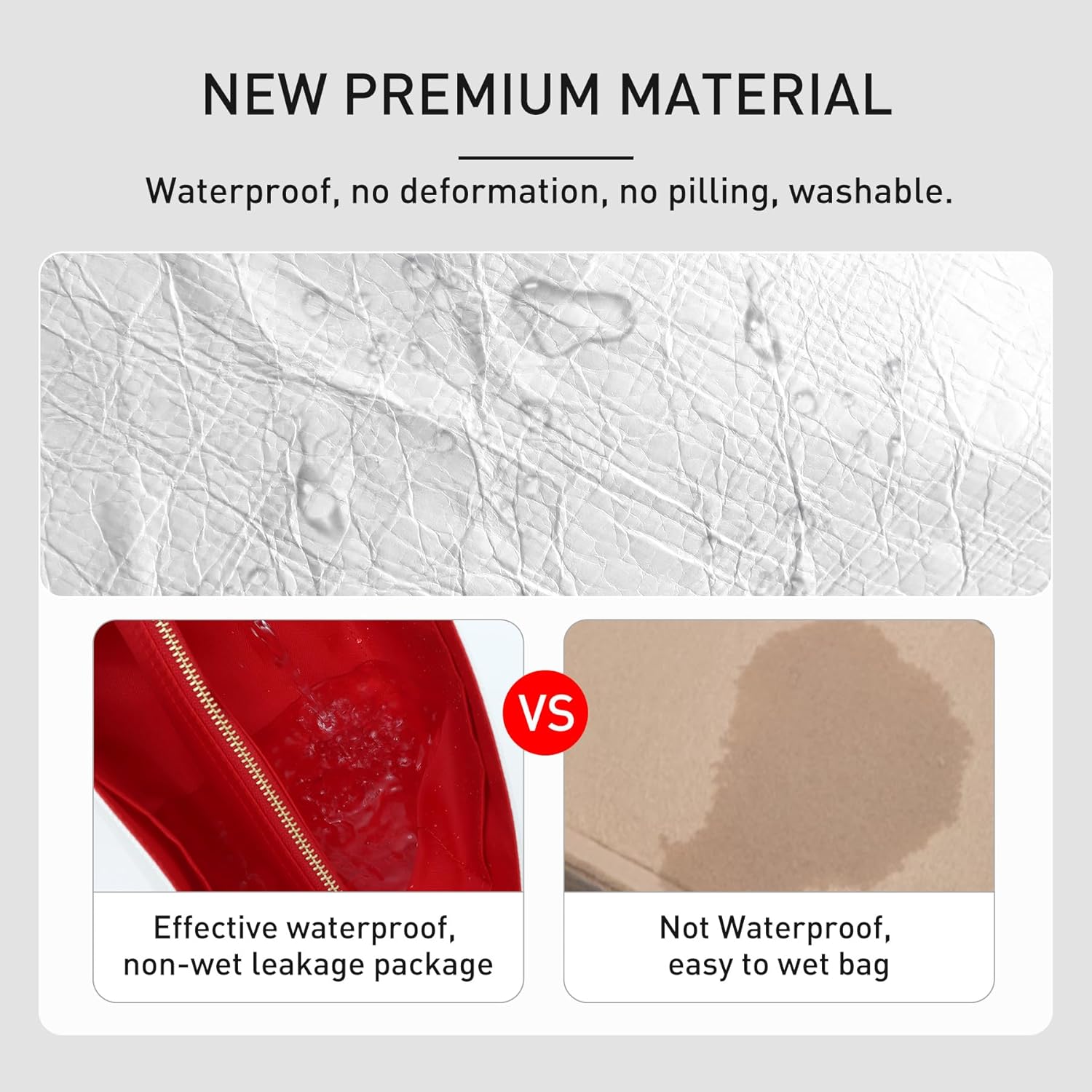 Purse Organizer Insert Compatible with lv Speedy 25/Monogram Bags and More, Light Waterproof DupontPaper Bag Insert Shaper Protector for Women Tote Handbags, 11 Pockets with Zip(White&Red, M) - Image 4