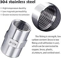 Vista 2 de 6 piezas de acoplamiento de acero inoxidable 304 de accesorios de tubería fundida, rosca NPT hembra de 1/2 pulgada x 1/2 pulgada NPT hembra