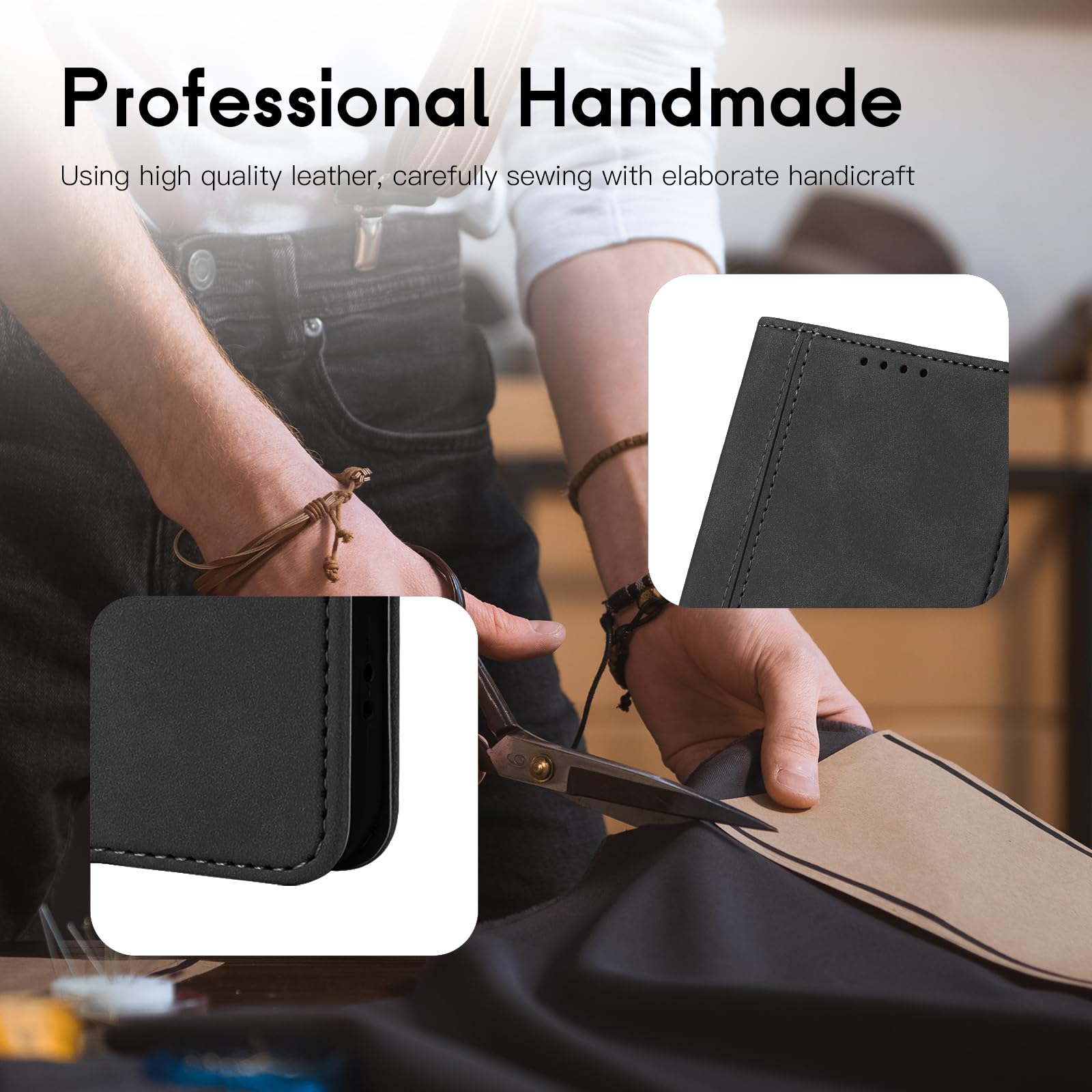 CASAFUNY Custodia per Samsung Galaxy A16 Cover a Libro Portafoglio in Pelle PU Protettiva per Samsung A16, Flip Caso Custodia per Samsung Galaxy A16- Nero