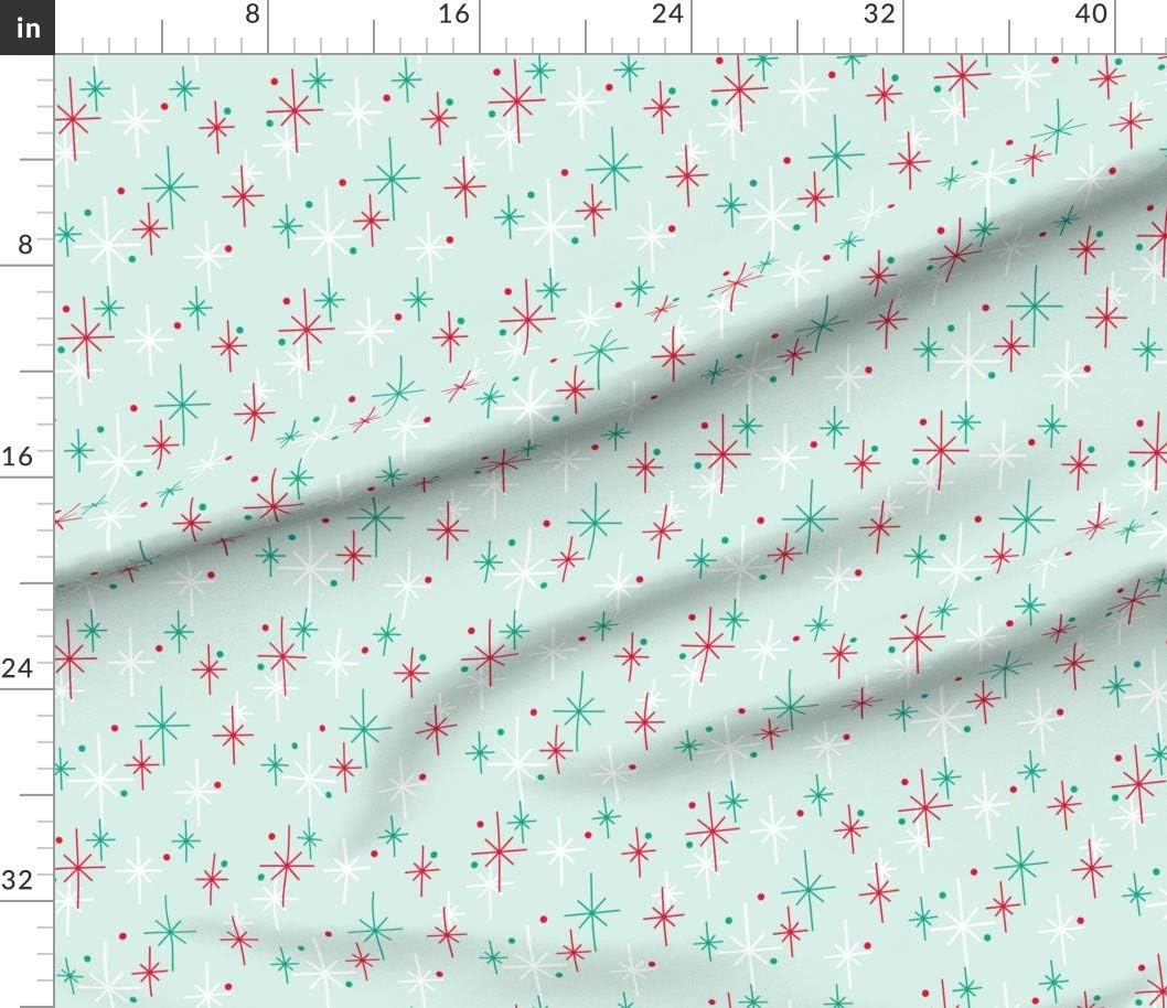 Spoonflower Fabric - Stars Retro Vintage Christmas Star Ornament Tree Mid Century Modern Printed on Petal Signature Cotton Fabric by The Yard - Sewing Quilting Apparel Crafts Decor