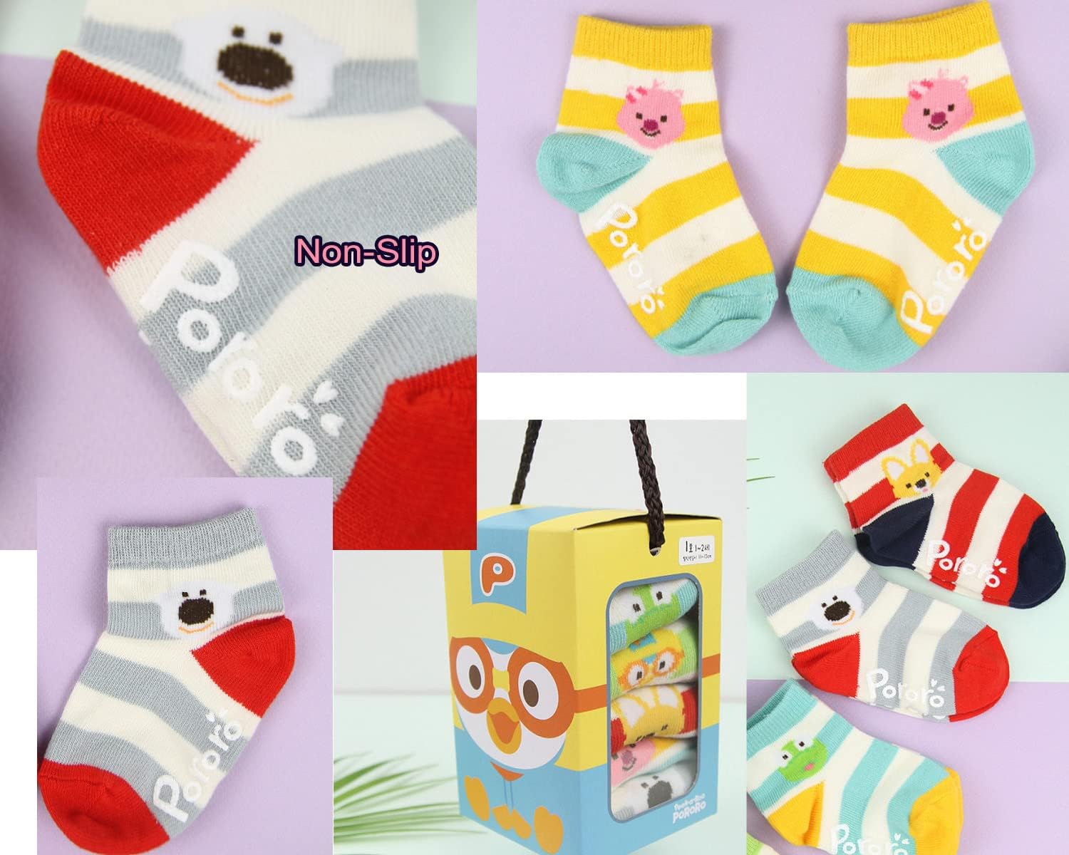 PORORO Socks, 5pcs Character kids socks,Children Kids Outdoor Casual Socks
