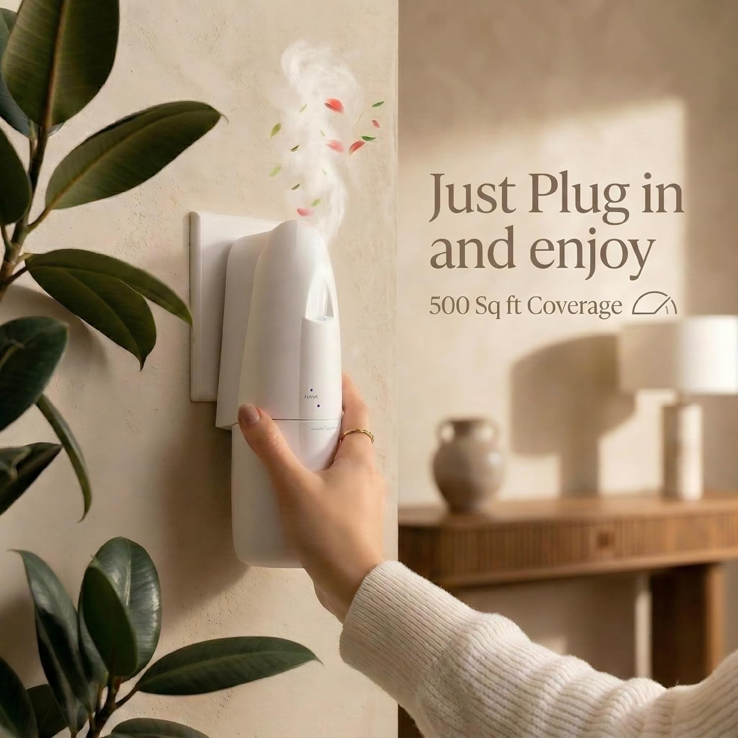 Plug in Smart Waterless Diffuser, Coverage up to 500 SqFt Waterless Essential Oil Diffuser -in Cold Air Aroma Diffuser, Home Scenting for Office & Bedroom, Easy Waterless Diffuser,White,100ml