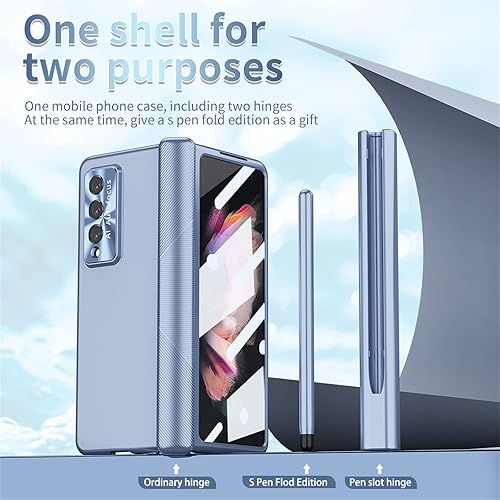 Miniatura 6 de Funda para Samsung Galaxy Z Fold 4, Galaxy Z Fold 4 con protección magnética de bisagra, protección de cámara integrada y soporte para S Pen (azul)