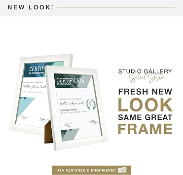 MCS Studio Gallery Picture Frame White Woodgrain, Rectangle Photo Frame