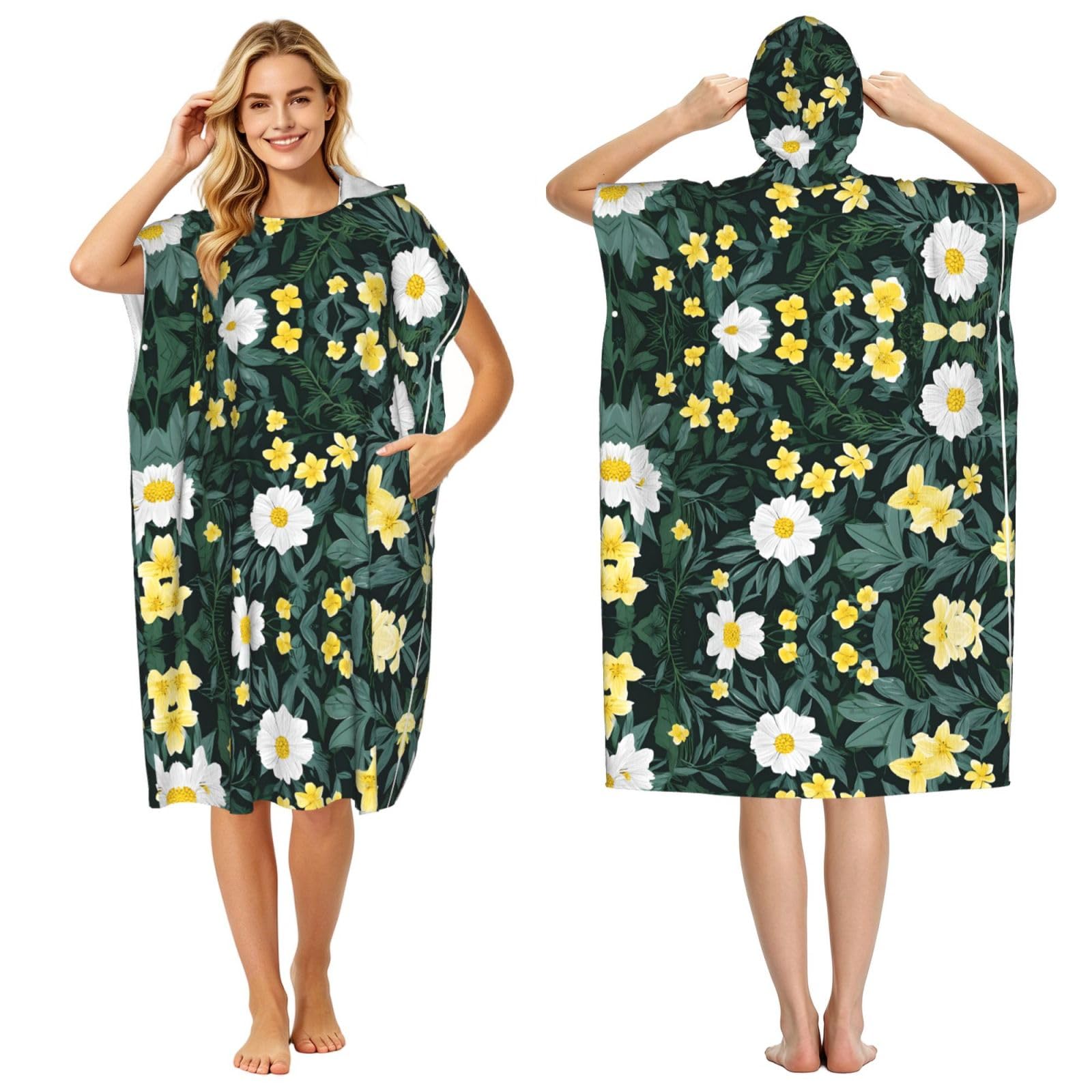 Poncho piscine séchage rapide et léger avec motif hawaïen