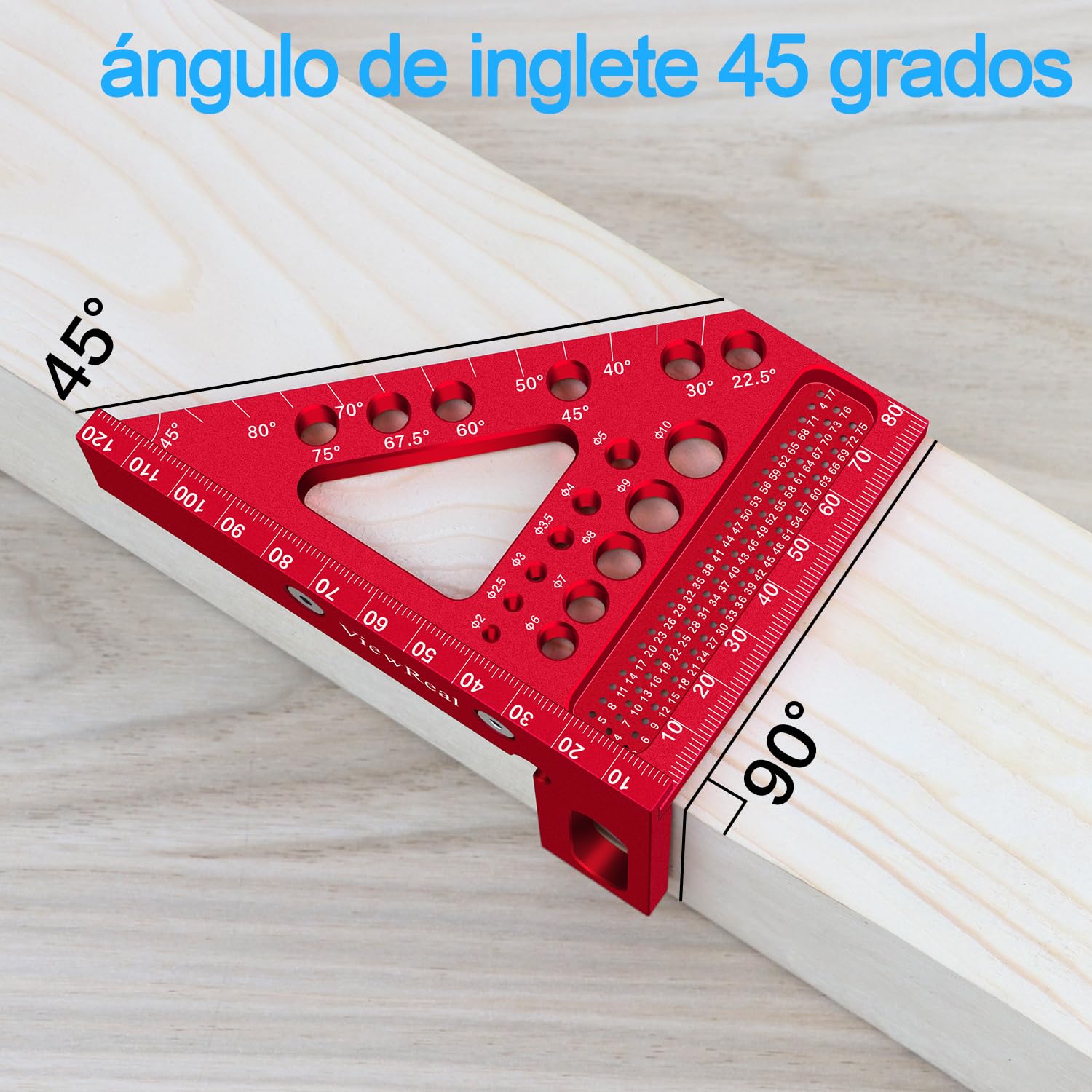 Escuadra Carpintero 3D 22.5-90 Grados Multiángulo Aleación de Aluminio Escuadra Rapida Herramientas de Medición, Falsa Escuadra Multifunctional Carpintería Regla de Medición para Carpintero