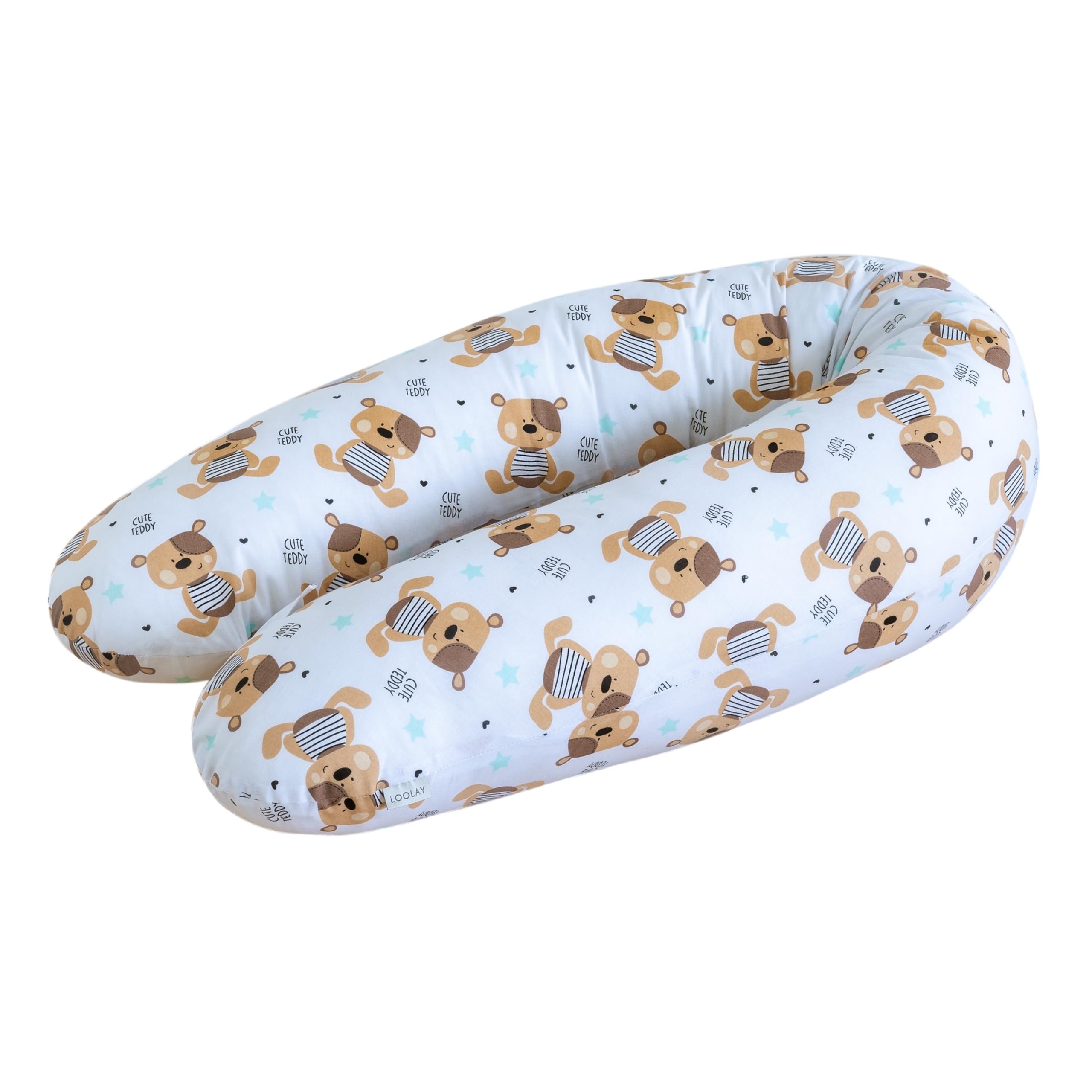 Cojín de lactancia XXL super suave, cojín para dormir de lado, incluye funda, 170 cm (oso