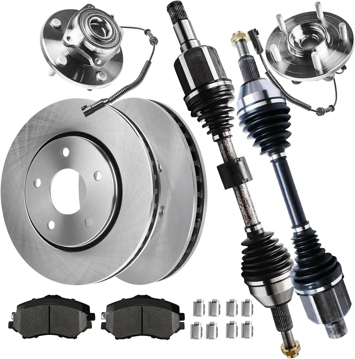 AUTOCLUB 11.9" Front Brake Kit, for 2008 2009 2010 2011-2016 Chrysler Town & Country Dodge Grand Caravan CV Axle and Wheel Bearing with Brakes, for VW Routan Ram C/V Brake Pads and Rotors Replacement