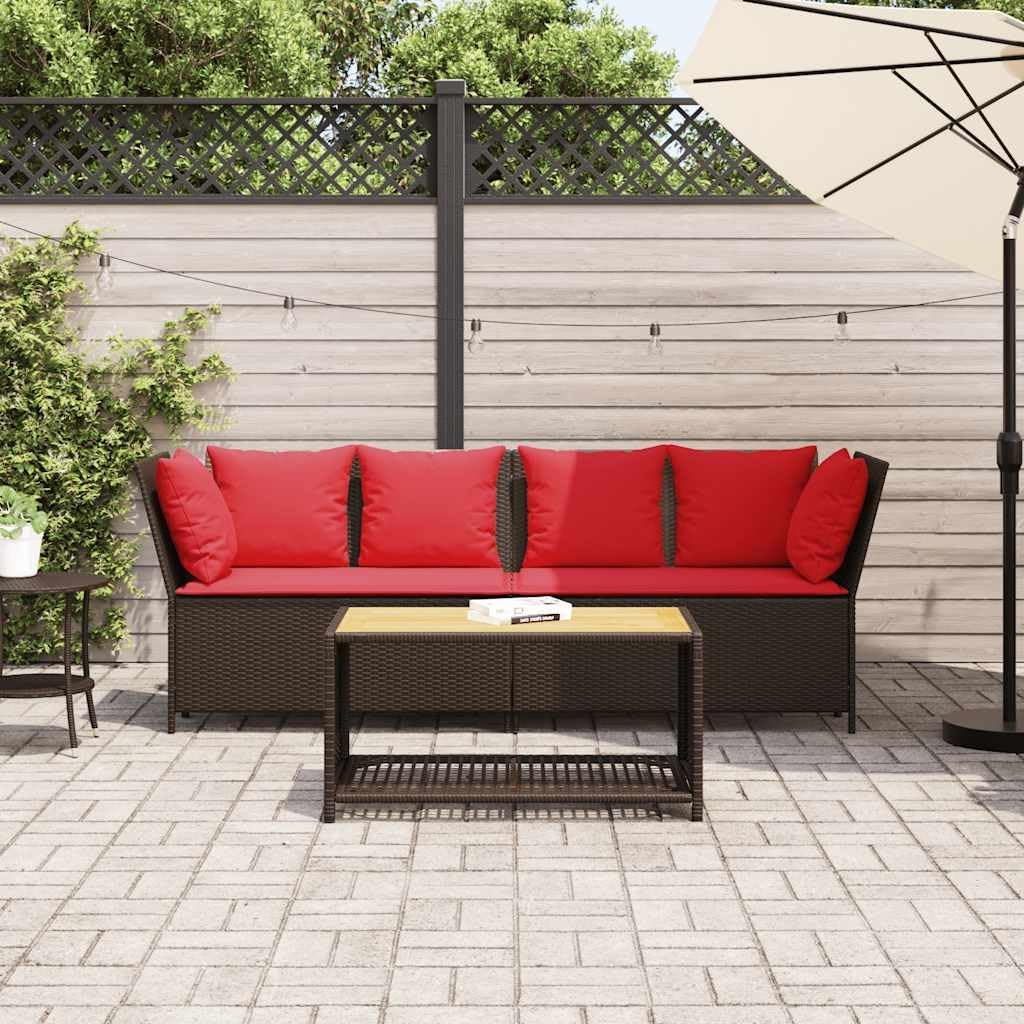 Brown Modular Patio Sofa 36.1in Wicker Outdoor Loveseat w UV-Fade Fabric Powder-Coated Steel Frame for Garden Balcony Deck Seating