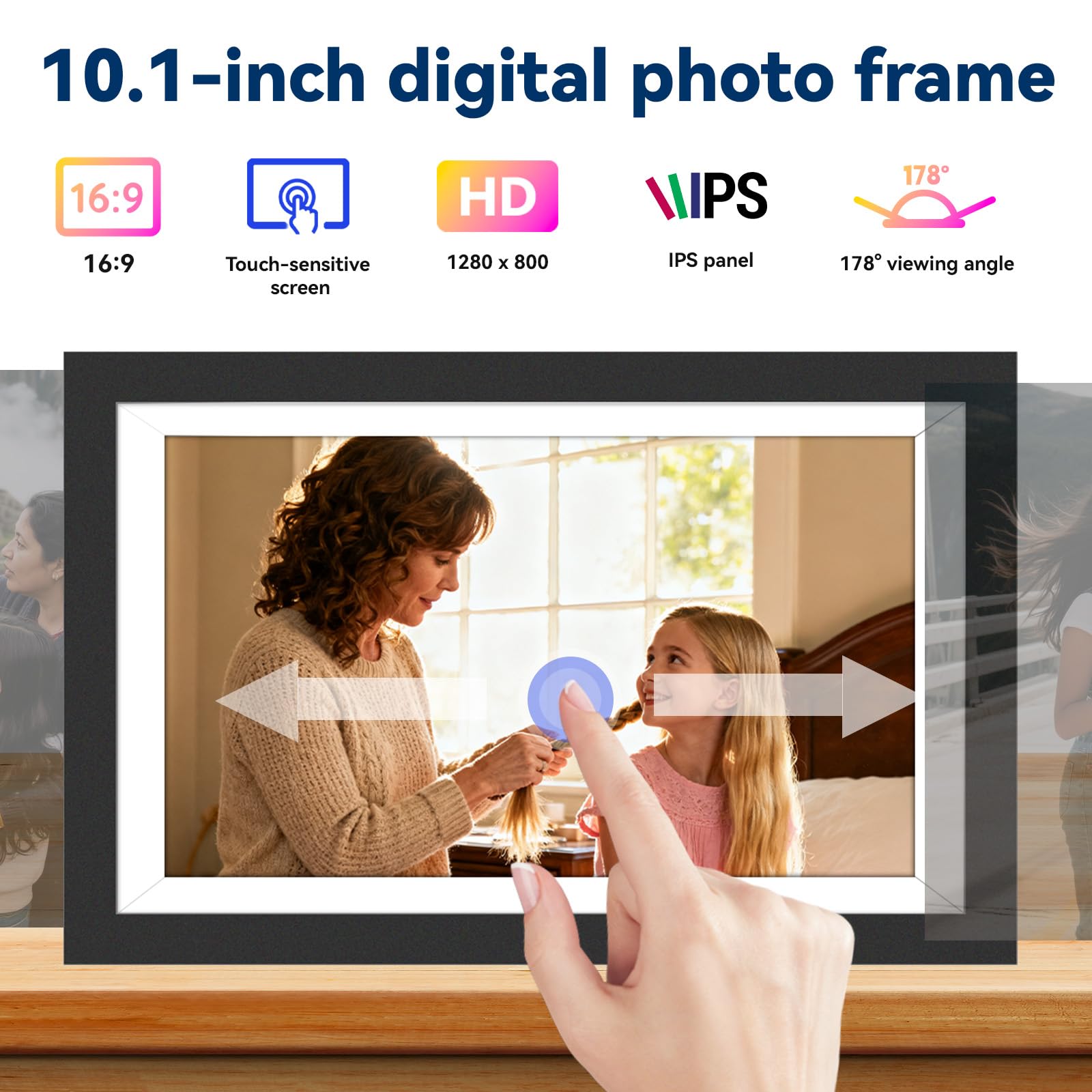 Uhale - Marco de fotos digital WiFi de 10.1 pulgadas con batería de 3000 mAh, 32 GB de almacenamiento, pantalla táctil HD IPS, marco de fotos digital, rotación automática, comparte momentos