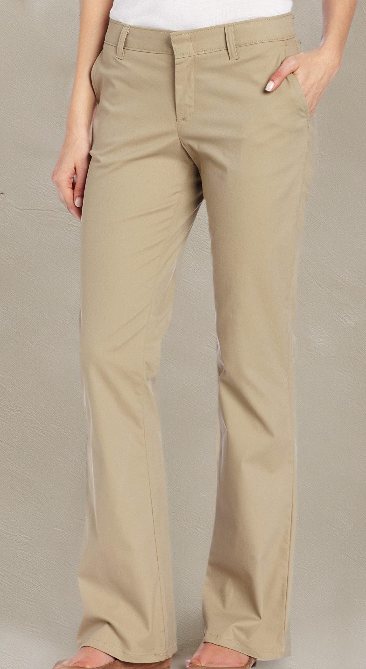 Dickies Flat Front Stretch Twill Pant Slim Fit Bootcut Pantalones Tipo Caqui para Mujer