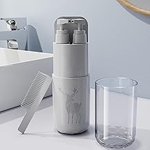 Travel Toiletry Set, 5 in 1 Travel Bottle with A Wash Cup and A Mouthwash Cup, Portable Storage Box for Toothbrushes and Other Dental Tools