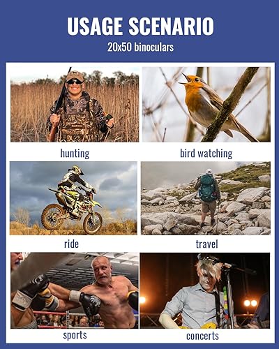 Miniatura 7 de Prismáticos para adultos, prismáticos HD de alta potencia de fácil enfoque, ocular grande impermeable para observación de aves, viajes, caza,