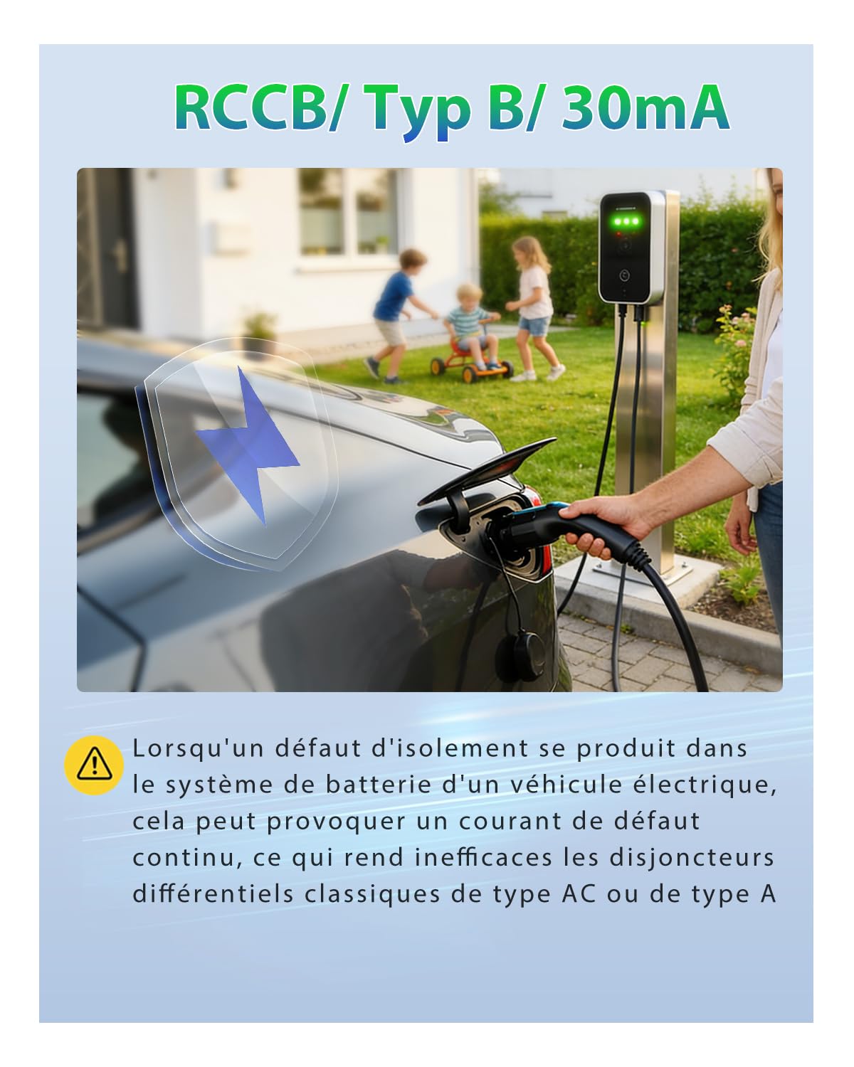 TONGOU Disjoncteur Différentiel 30mA 63A Type B 230V 1P+N - Conçu pour les Bornes de Recharge de Véhicules Électriques et les Systèmes Photovoltaïques