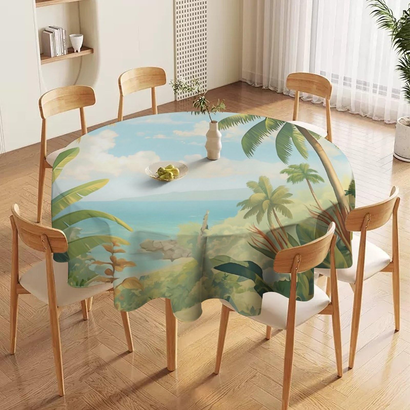 ORDOBO Round Table Cover -Starry Sky Mountain Fashion Tablecloth Protector 3D Print Wipeable Outdoor Table Cover For Kitchen Dining Home Decoration 152X152Cm