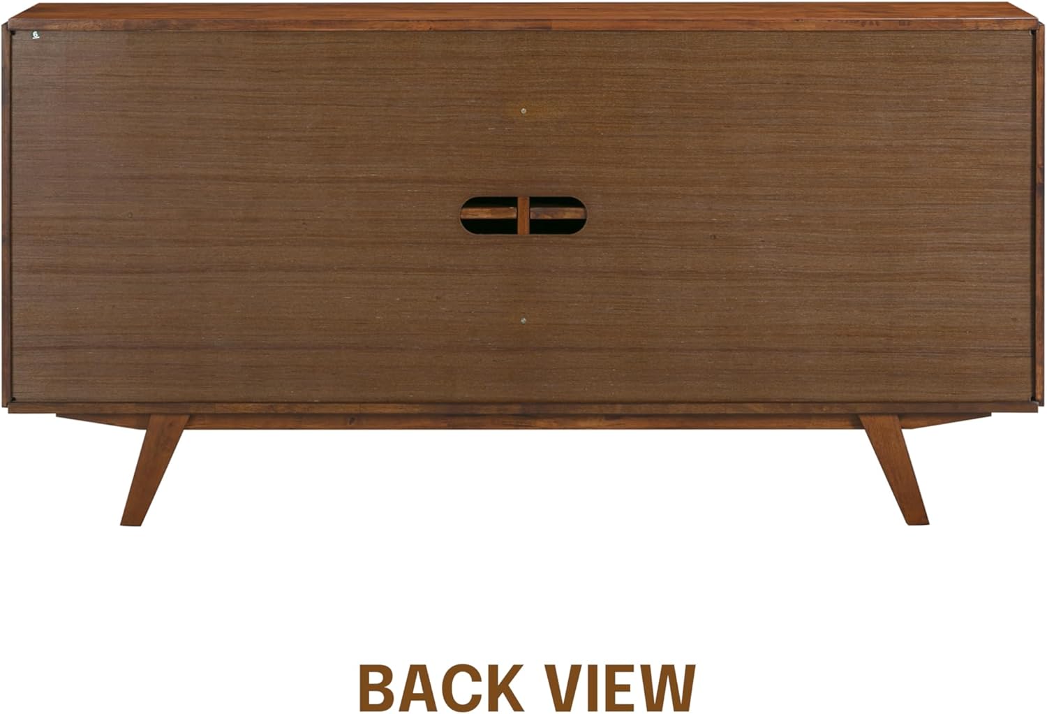 NTC Sapa Mid-Century Modern Solid Wood Sideboard – 4-Door Accent Buffet Cabinet with Carved Geometric Fronts, for Living Room, or Entryway, Effortless Assembly, Dark Walnut