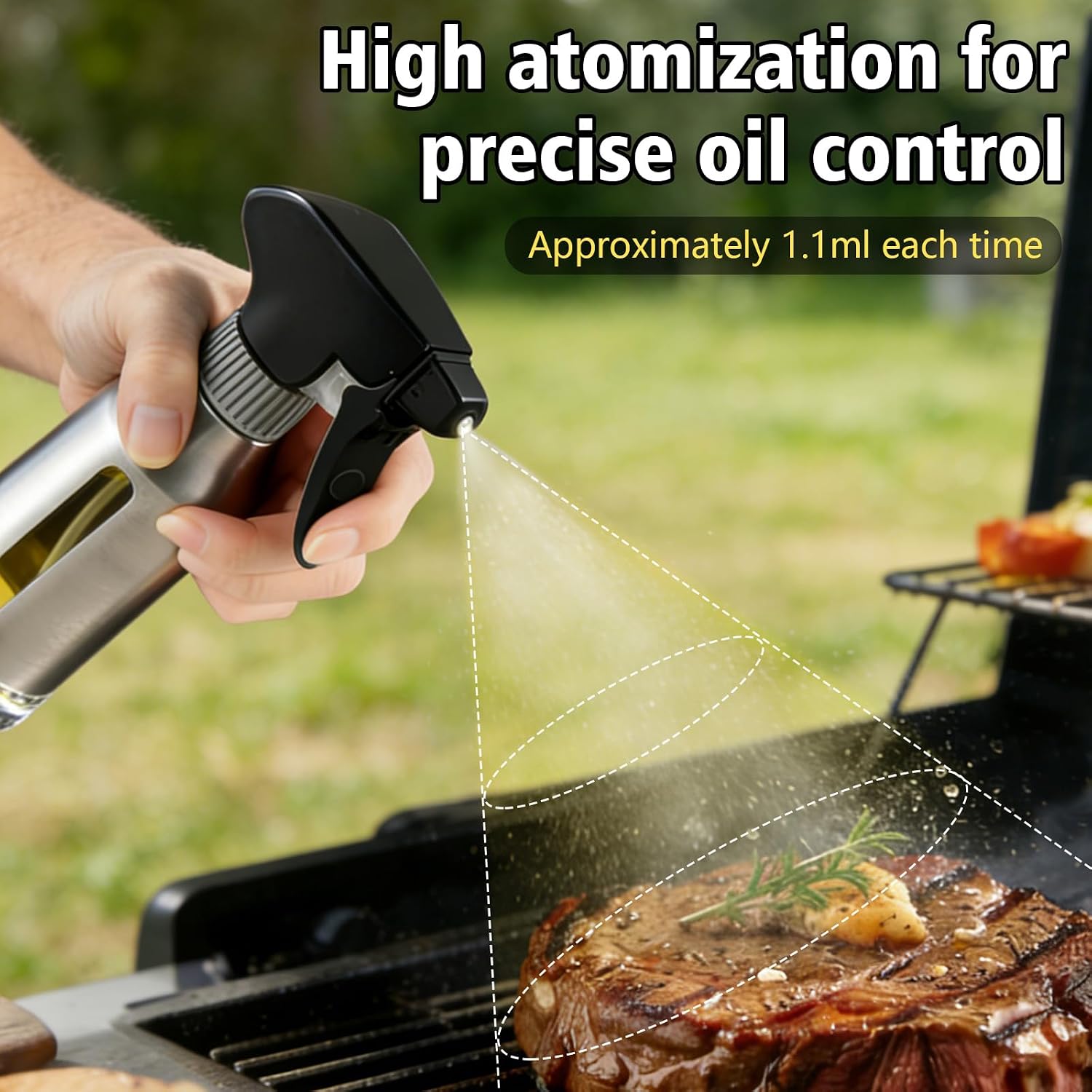 2-Pack Stainless Steel Oil Spray Bottles, 180ml Olive Oil Mister for Cooking, BBQ, Salad, Baking & Kitchen