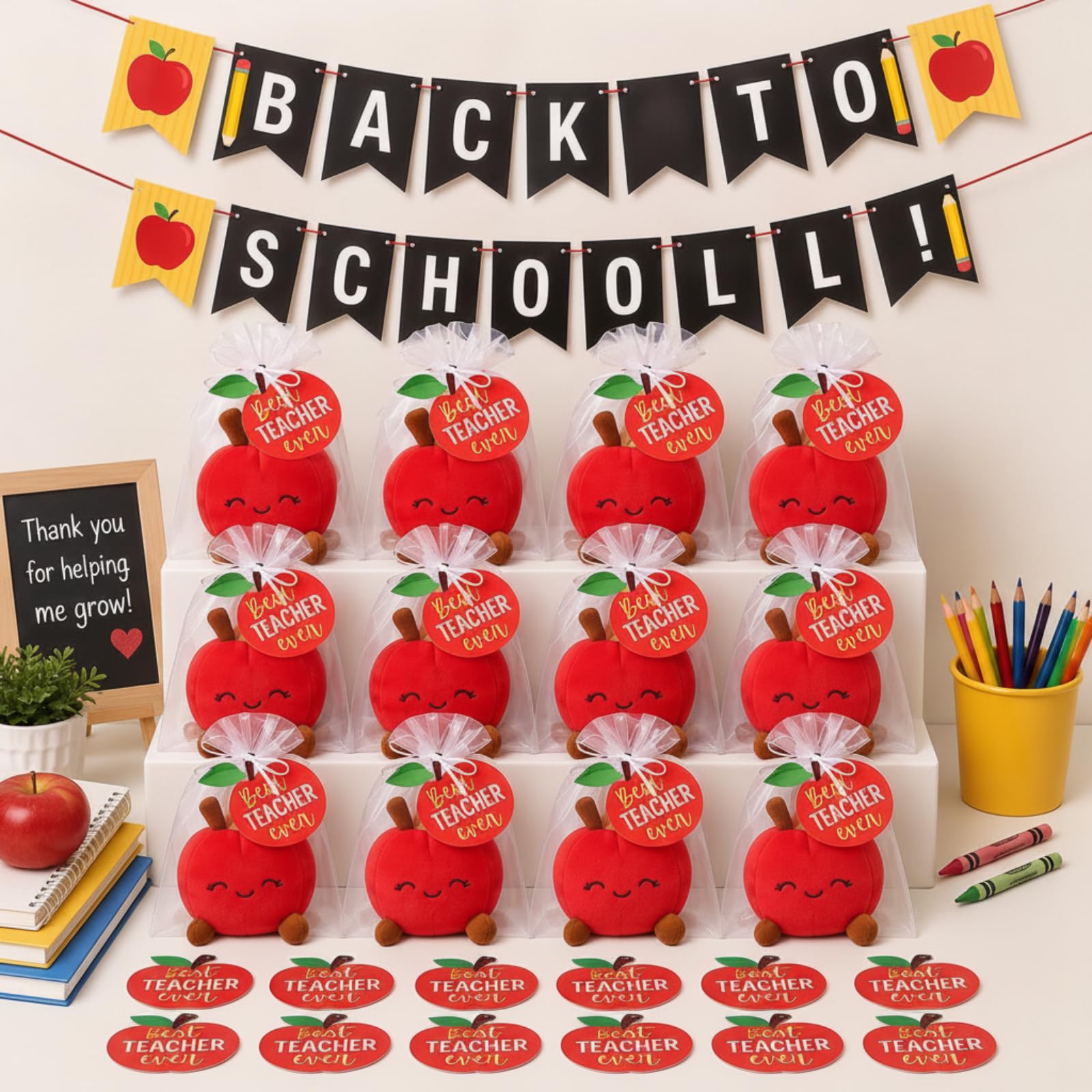 Civaner Apple Plush Toys with Card, 4 Inch Teacher Gifts