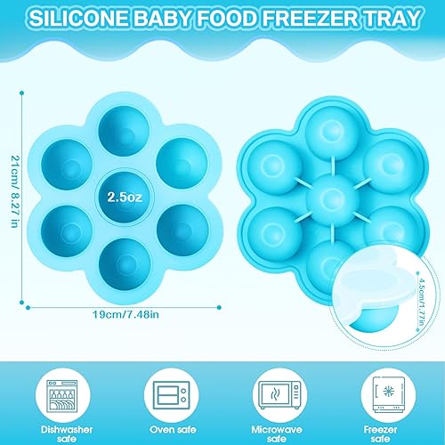 Miniatura 2 de Bandeja de silicona para congelador de alimentos para bebés, 4 unidades, apilable, reutilizable, de 2.5 onzas, bandeja de almacenamiento para huevos