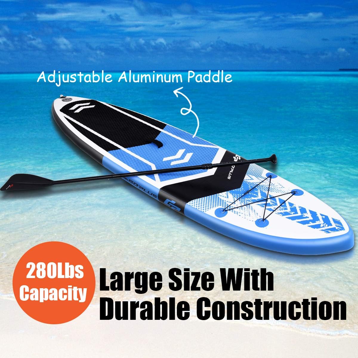 Inflatable Stand up Paddle Board, 10.5’ x 31” x 6” Light Weight SUP for All Skill Levels with Non-Slip Deck, Adjustable Pedal, Pump, Backpack, Repair Kit, Fin, Standing Boat for Youth & Adult