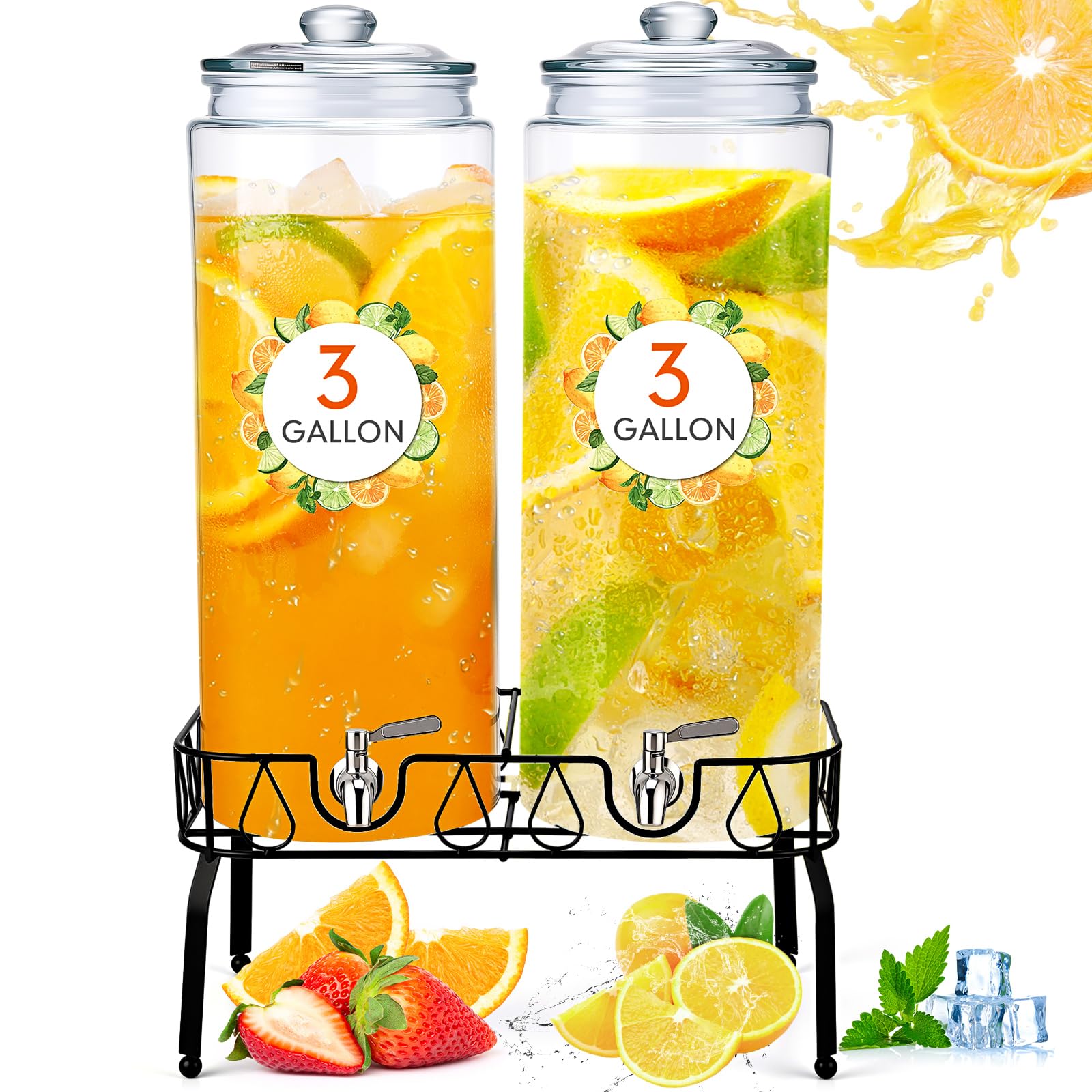 Amazon.com | Honeydak 2 Pack 3 Gallon Glass Drink Dispenser for