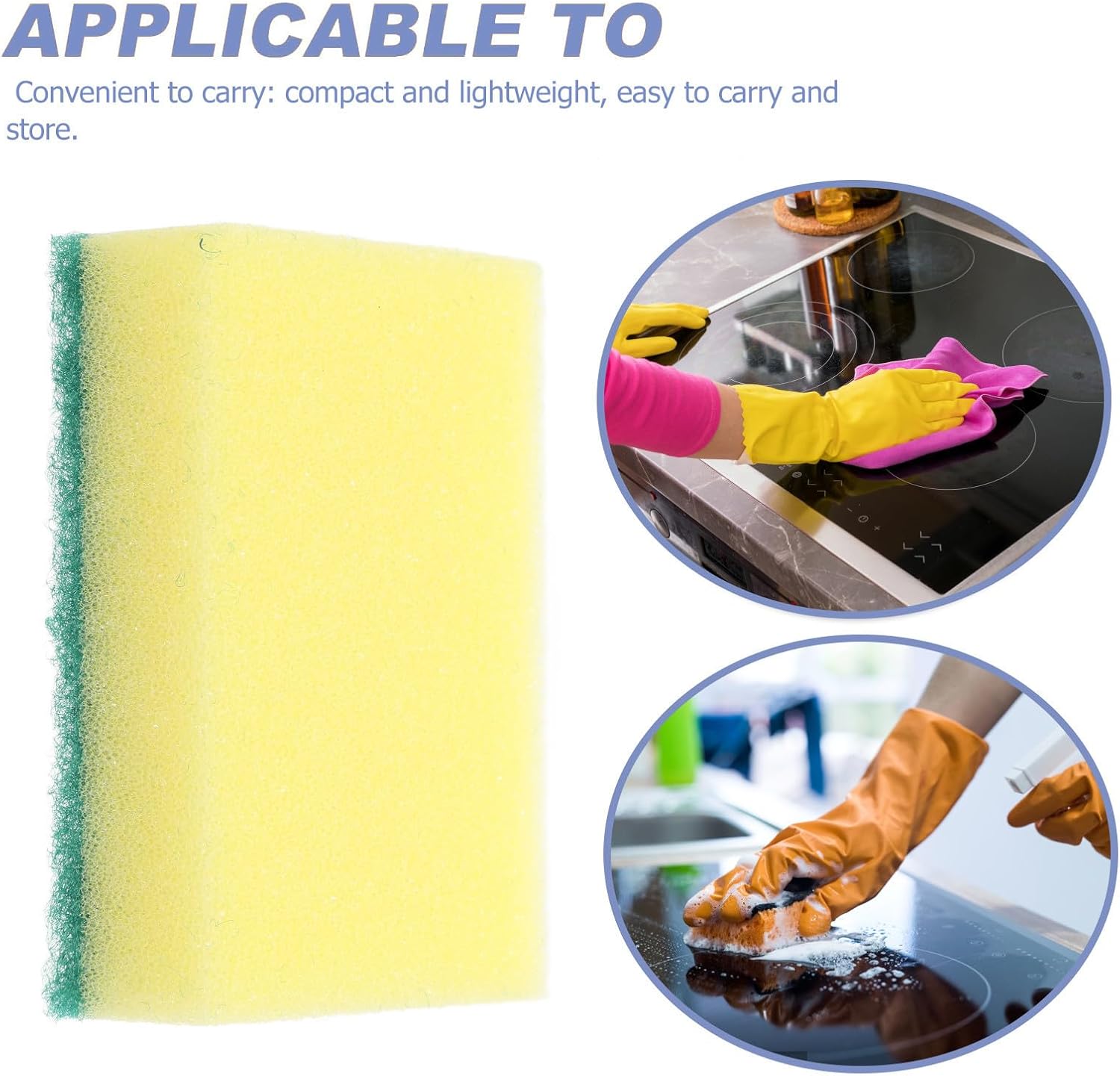 100pcs Yellow Sponges for Cleaning Kitchen Dishes and Pots, Lightweight Heavy Duty Sponge Pads with Inherent Cleaning Abilities for Household and Bathroom Use
