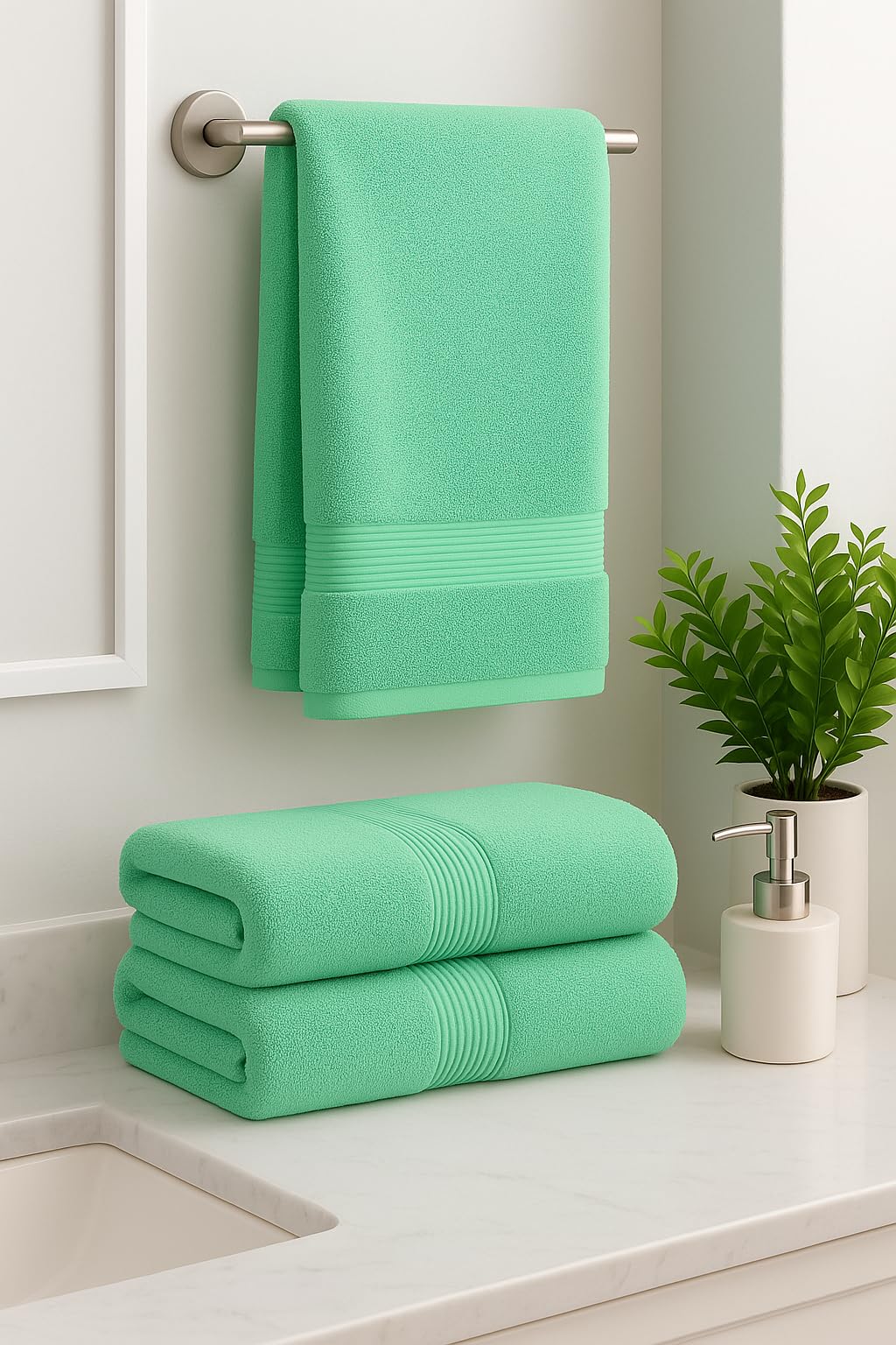 Diamond Tex - Premium Hand Towels - 100% Cotton, Ultra Soft and Highly Absorbent, Extra Large Thick Hand towels 50 x 80 cm, Hotel & Spa Quality Hand Towels (4-Pack) (4, Mint)