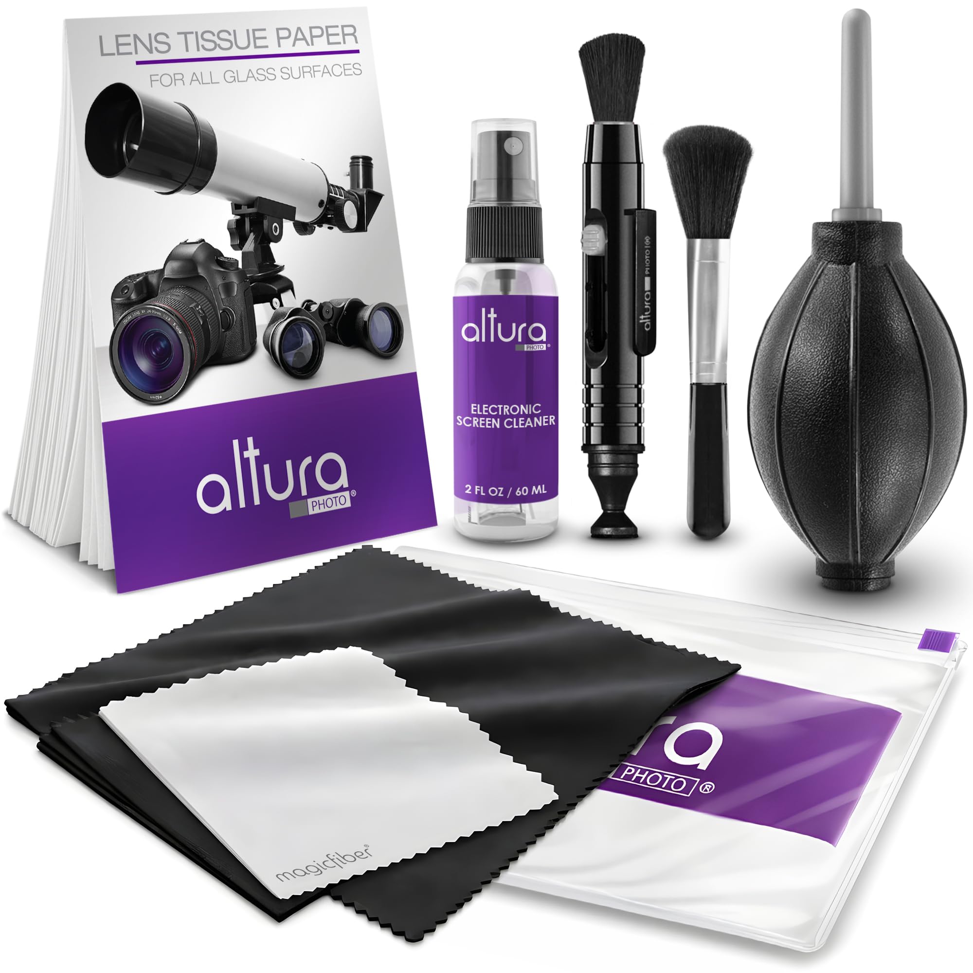 Professional Cleaning Kit for DSLR Cameras and Sensitive Electronics Bundle with 2oz Altura Photo Spray Lens and LCD Cleaner - Camera Accessories & Photography Accessories