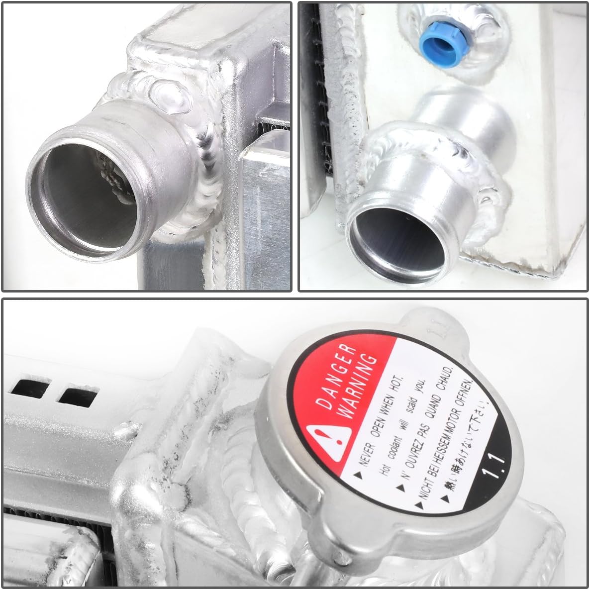 Auto Dynasty Aluminum Radiator Fan Shroud Assembly Compatible with most 1966-1990 Chevy/GMC/Oldsmobile/Plymouth/Pontiac/Buick/Cadillac Models, 3-Row Racing Cooling Radiator 12V Fan Shroud