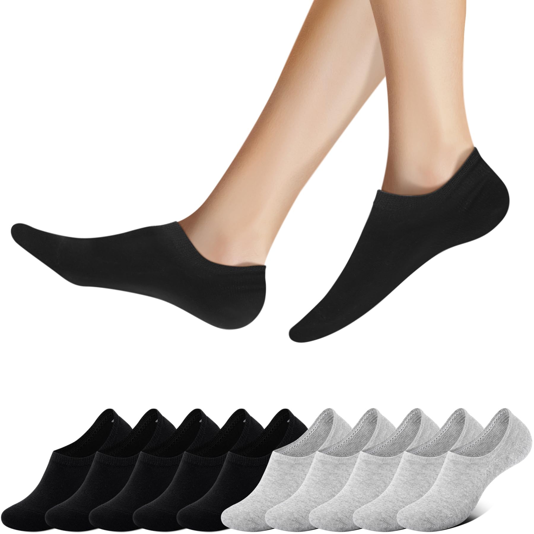 Laysblen No show Socks 10 Pairs For Mens & Women Low Cut Non Slip Cotton comfortable Invisible Casual Socks