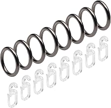 Liedeco Curtain Rings for Curtain Rods with FLH Country House, Diameter 16 mm, Pack of 8 Titanium