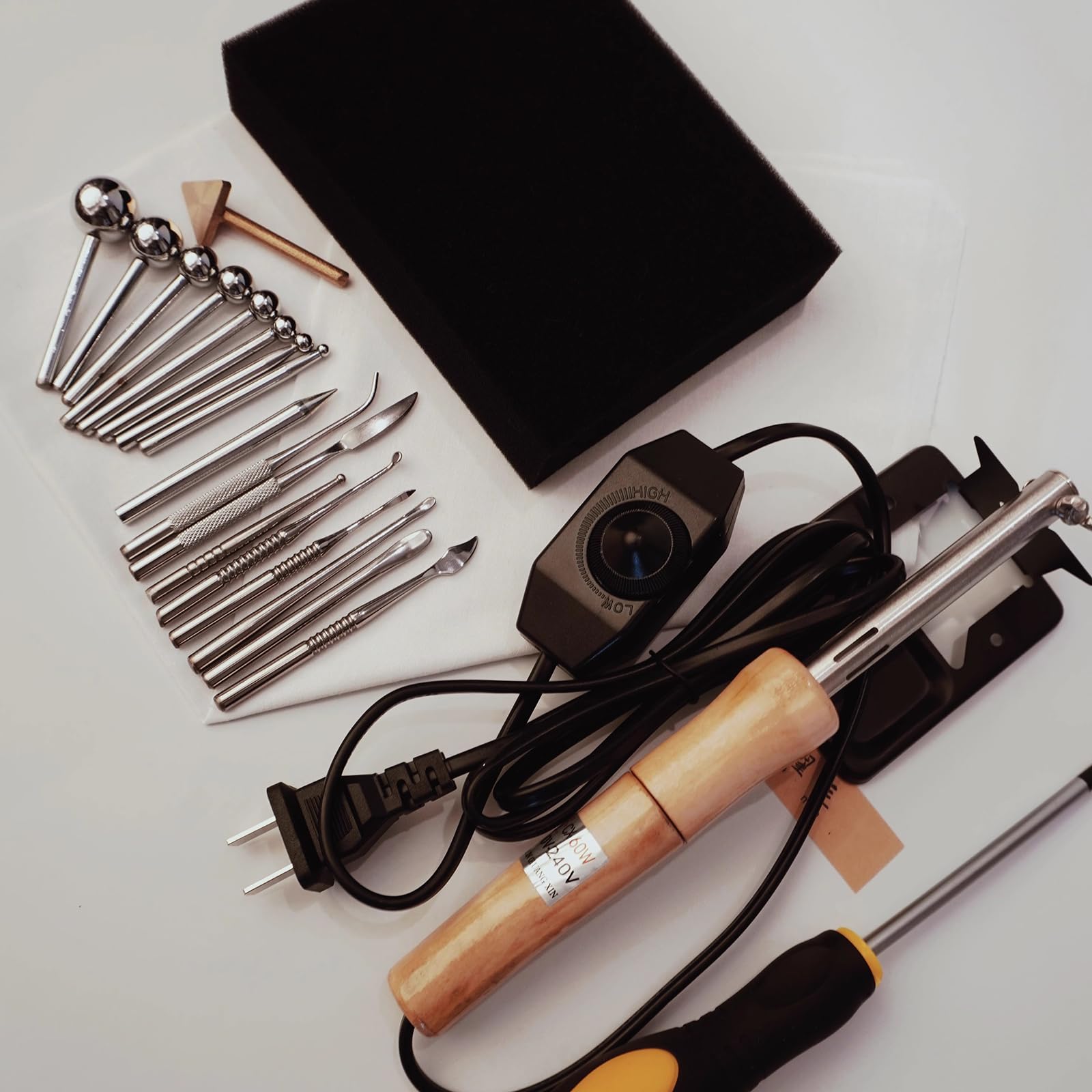 Jieotwice DIY Stof Bloem Maker Kunstbloem Elektrische Strijkmachine Nep Bloem Maken Bloemblaadje Modelleringsgereedschap Set Met 8 Stuks Hoofden(A