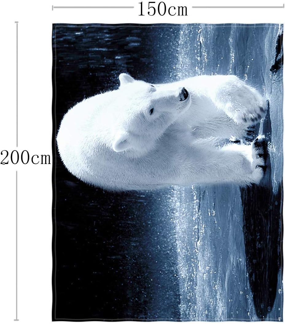 QH 58 x 80 Inch Polar Bear Pattern Super Soft Throw Blanket for Bed Couch Sofa Lightweight Travelling Camping Throw Size for Kids Adults All Season