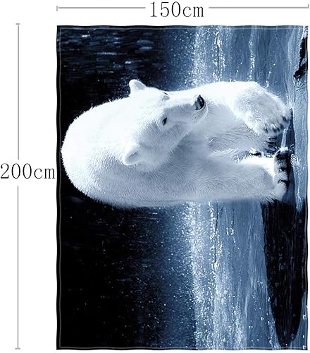 Miniatura 2 de Manta de 58 x 80 pulgadas con patrón de oso polar súper suave para cama, sofá, ligera, viajes, camping, tamaño para niños y adultos para todas las