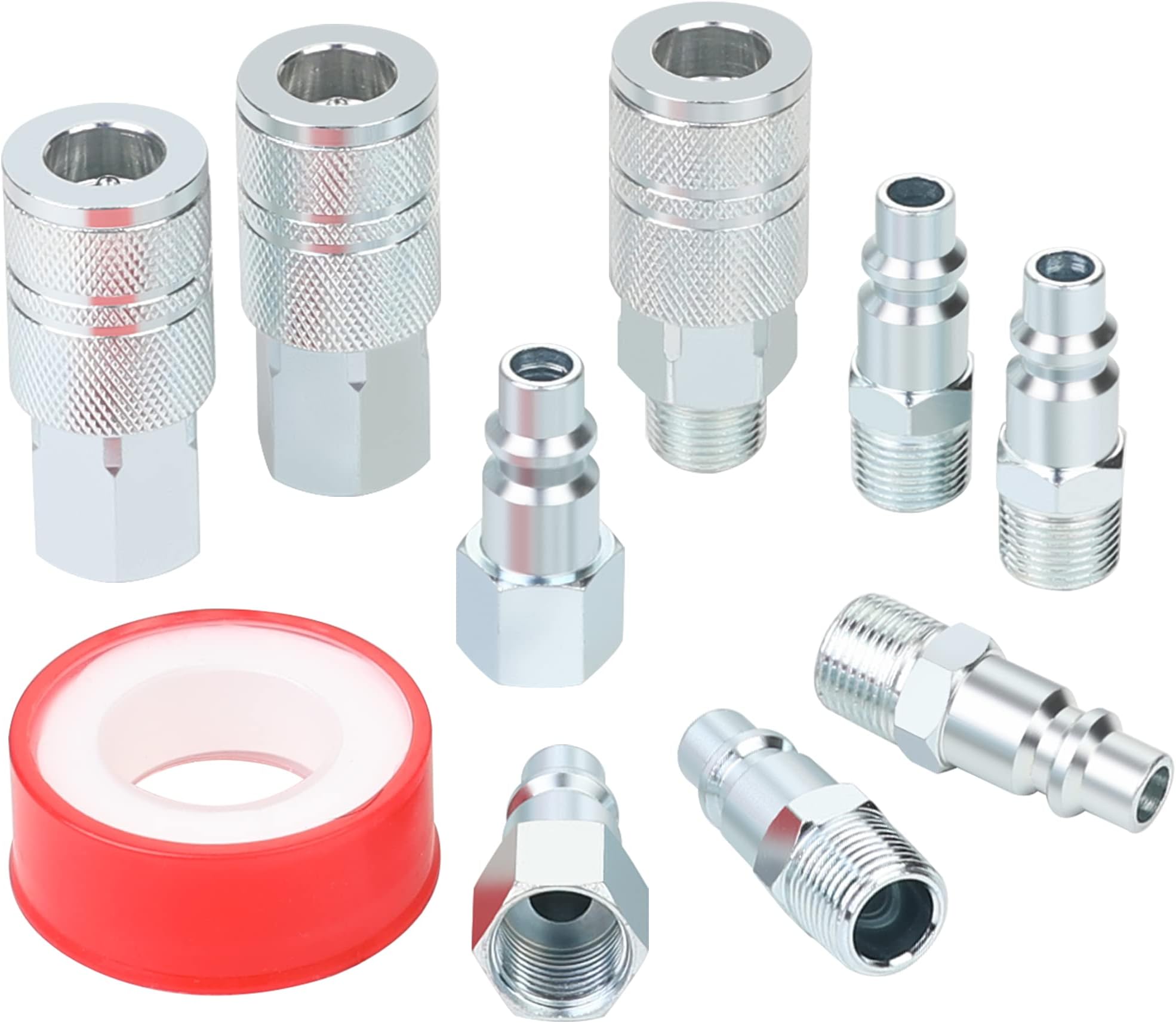 Air Coupler and Plug Kit, 3/8 Inch Flow Size, 3/8 Inch FNPT Threads, Air Compressor Accessories Fittings
