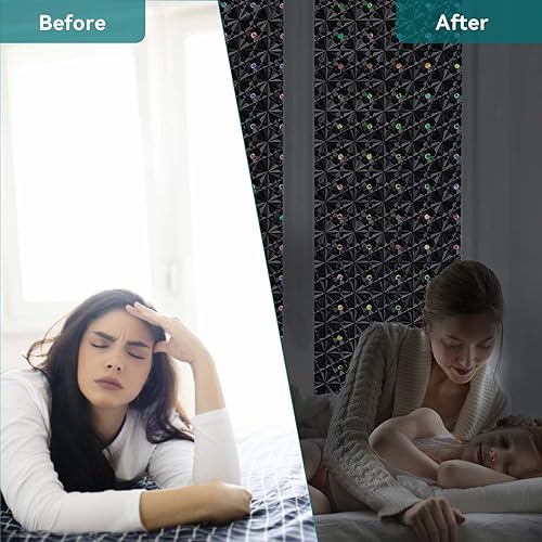 Miniatura 29 de Windimiley Película de privacidad para ventana, película de vitrales con control de calor UV, arcoíris esmerilado, película decorativa de baño