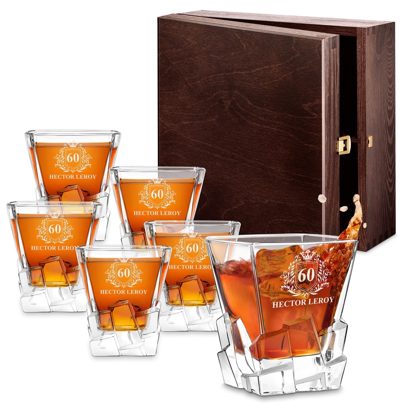 Maverton Ensemble de 6 Verres à whisky pour homme - Avec motif décoratif - Idee Cadeau Homme Anniversaire - Cadeau Personnalisé Homme - Verre a whisky au design unique avec personnalisation - Chiffre