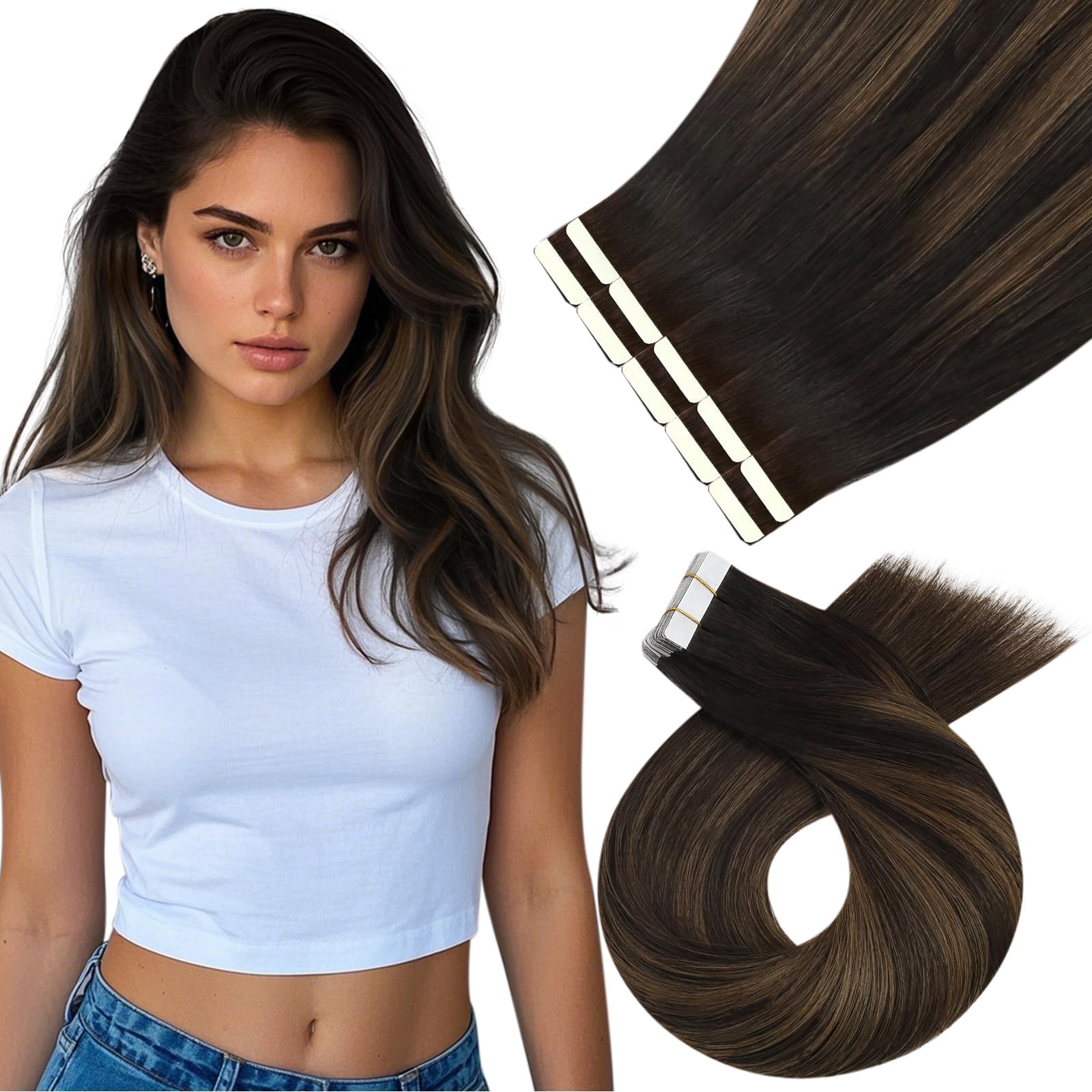 Moresoo Extensions Echthaar Tape in Unsichtbar Tape Extensions Echthaar