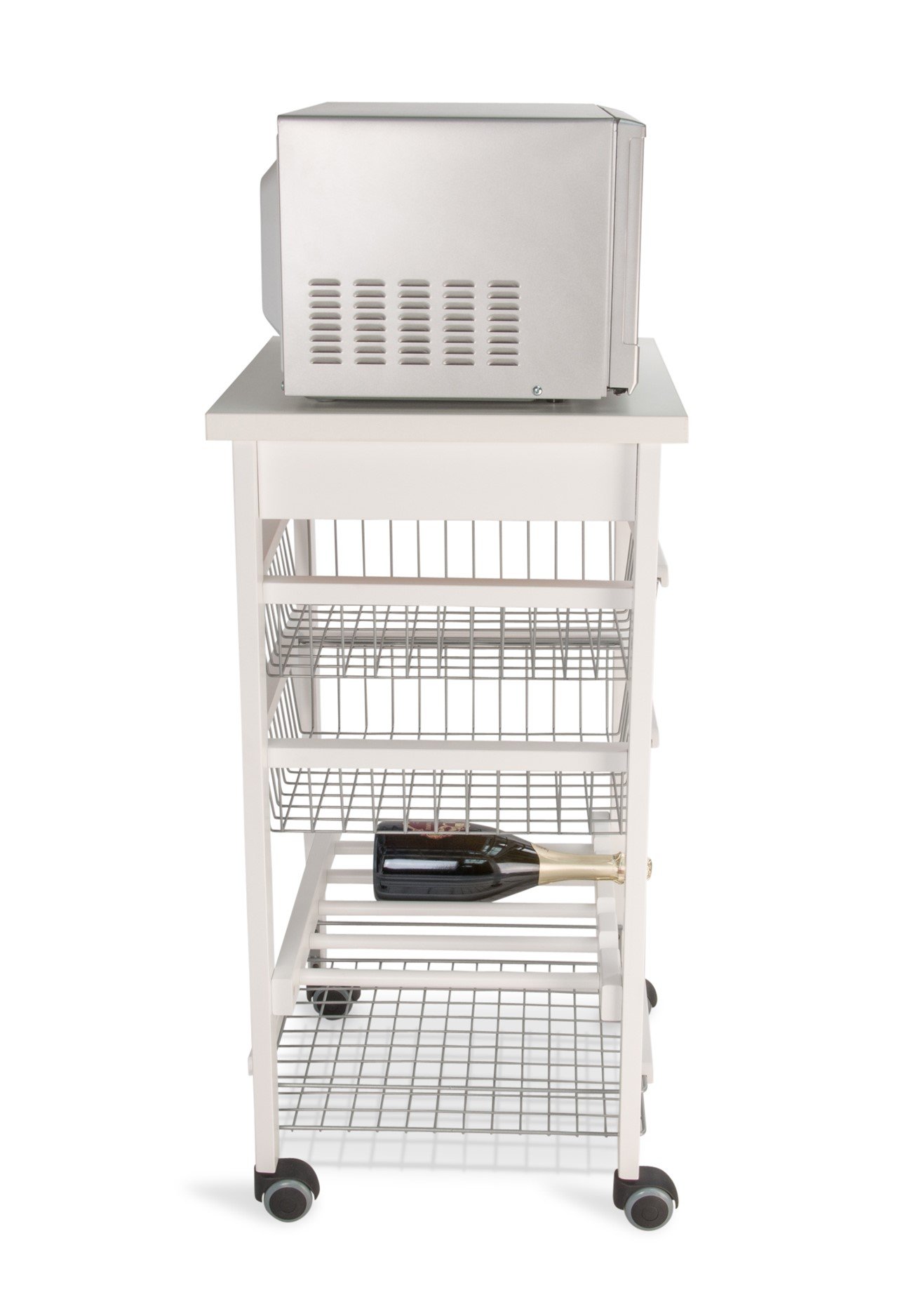 Arredamenti Italia Carrello Cucina Arturo, Legno - 3 Cestelli - Cassetto - Finitura Bianco AR-It Il Cuore del Legno
