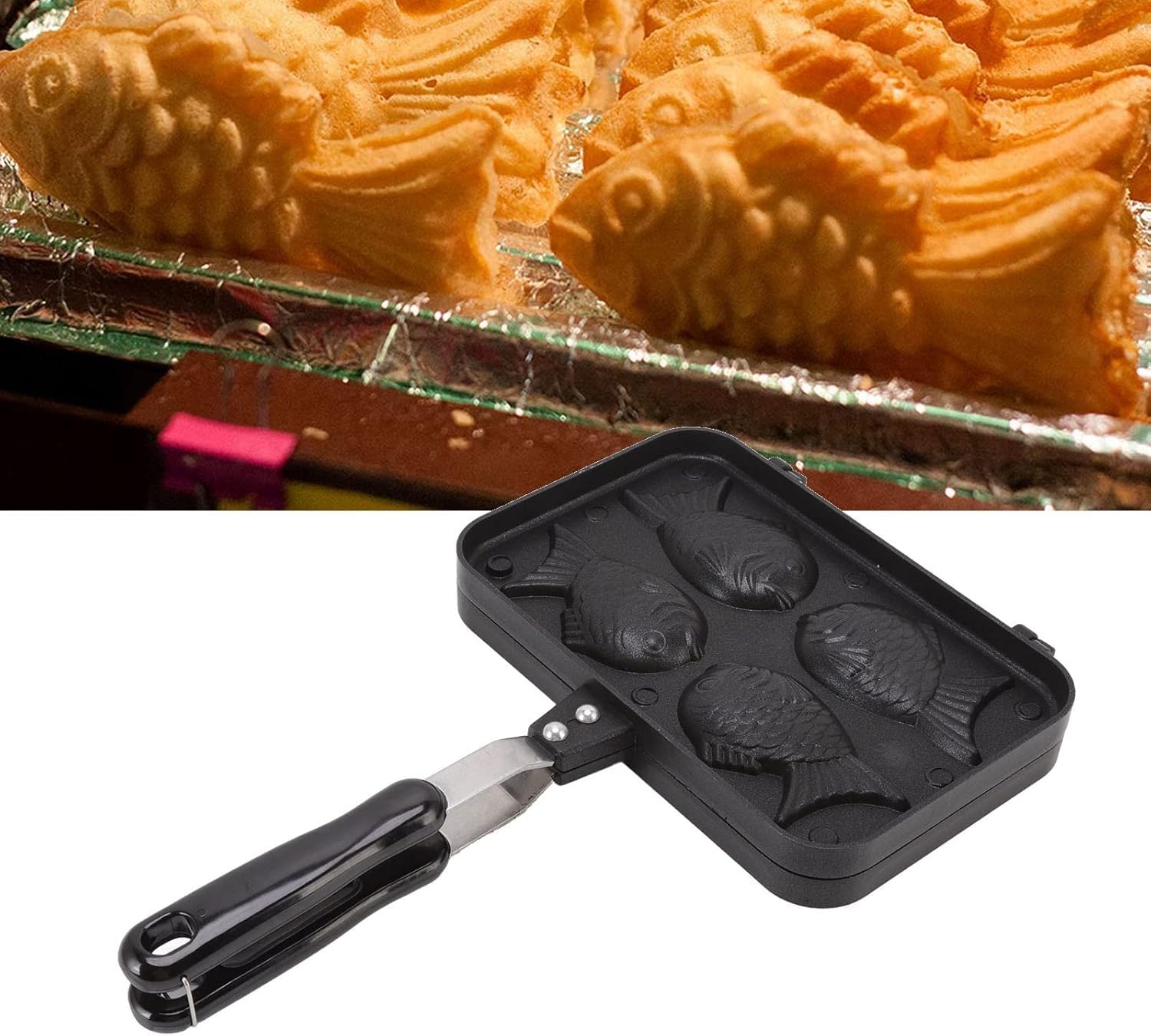 Piastra per Waffle A Forma di Pesce, Piastra Antiaderente per Pancake Taiyaki, Utensile Elettrico per La Cottura in Casa, Cucina E Ristorante, Piastra per Waffle Facile da Pulire